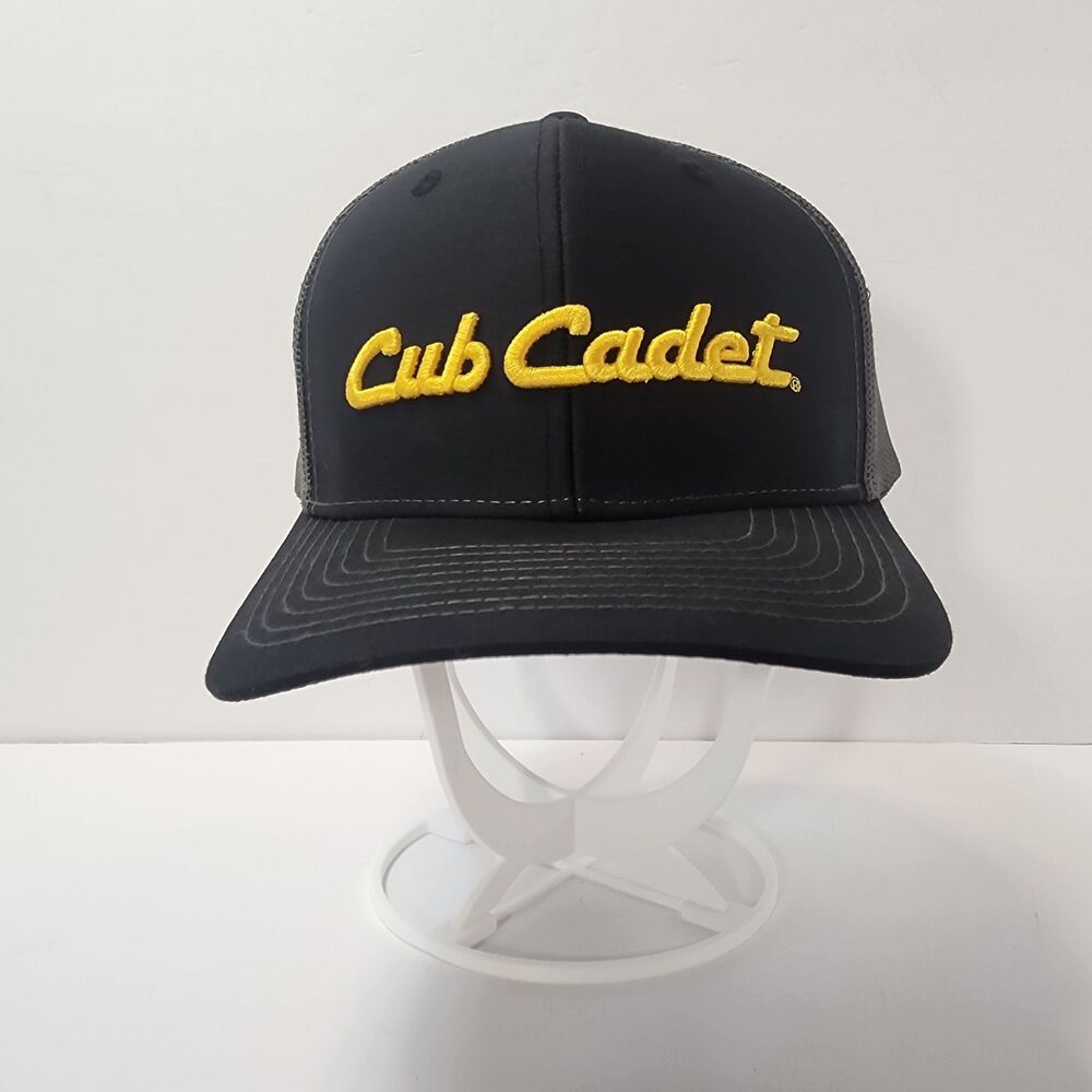 Cub Cadet Black Mesh Trucker Hat Cap Adjustable Yellow Logo